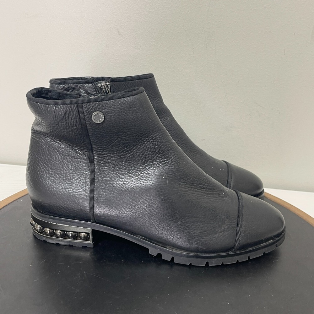 Karl Lagerfeld Safia‎ Ankle Boots Women 7 Leather Studded Heel Black Casual